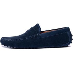 Elegant Men's Dark Blue Suede Loafers